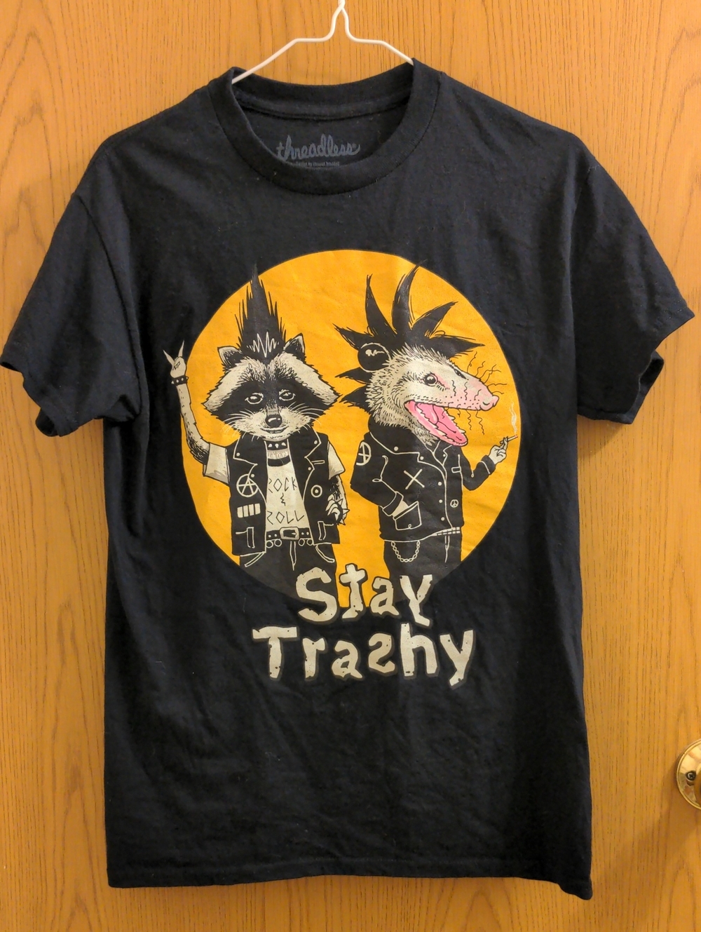 Stay Trashy Graphic Cotton Tee - Raccoon/Possom